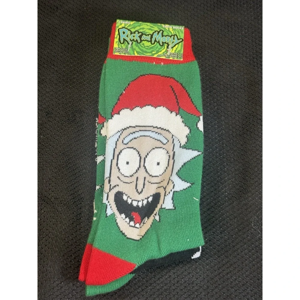 New RICK and MORTY ChristmasSocks -‎ 2 PAIRS Size 6-12 Adult Socks